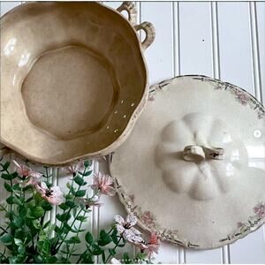 Antique Taylor Smith Taylor (TST) Avona China Tureen Covered Dish Handles Lid